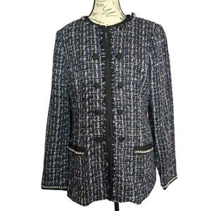 White house black market pearl tweed beaded jacket staple